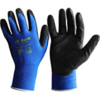 S&amp-R 12 Guantes de Trabajo talla 9 con recubrimiento de PU. 12 pares - Talla L-9